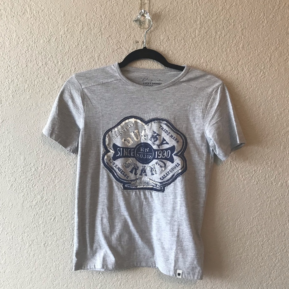 Lucky Brand Youth Graphic Logo Gray SS Shi…